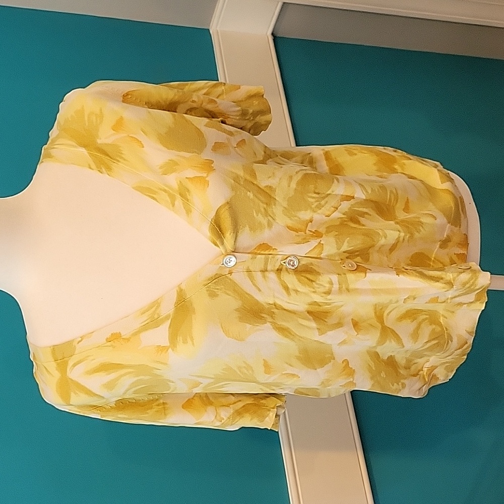 Talbots Woman Floral Short Sleeve Sweater 1X